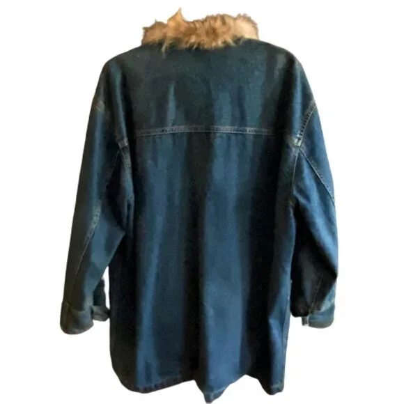 Vintage Liz Claiborne Liz Wear Women's Denim Toggle Closure Flannel Lined Jacket - Picture 9 of 16
